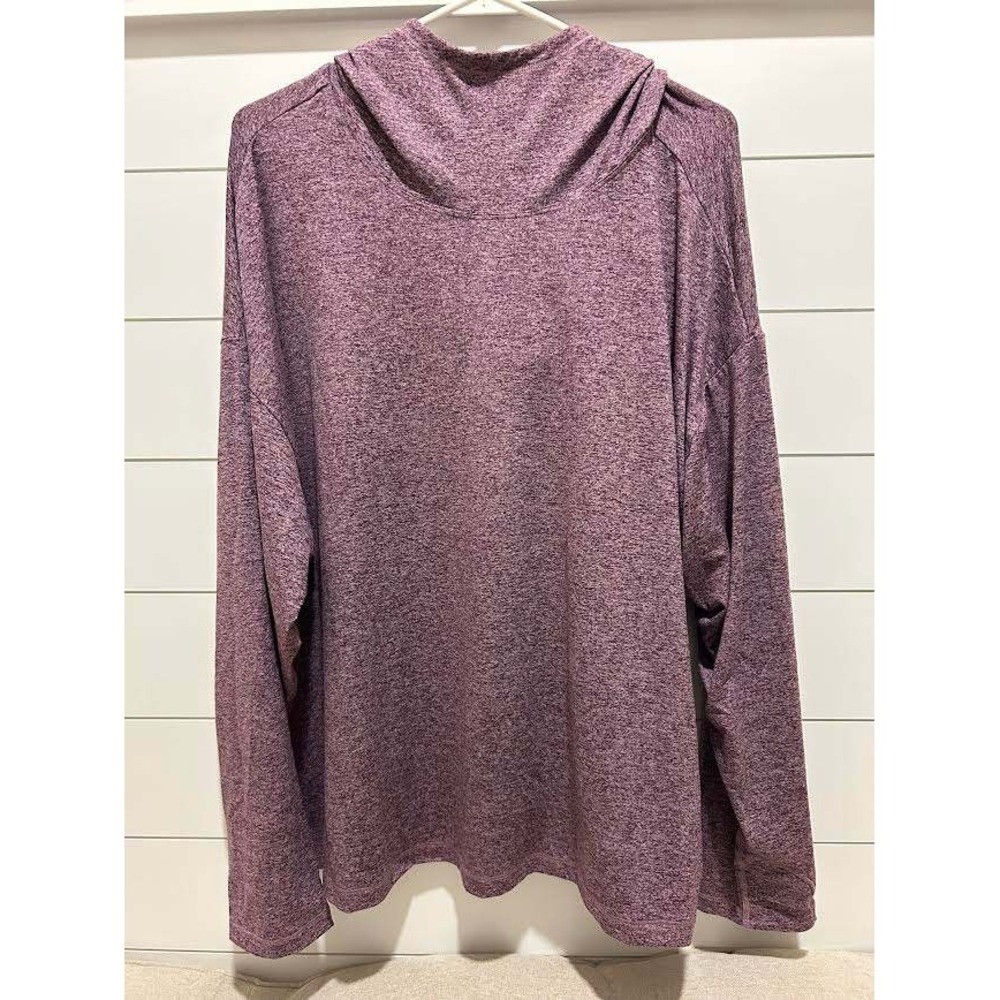 Athleta Uptempo II Hoodie Sweatshirt Purple Space Dye Thumbholes 3X Athleisure